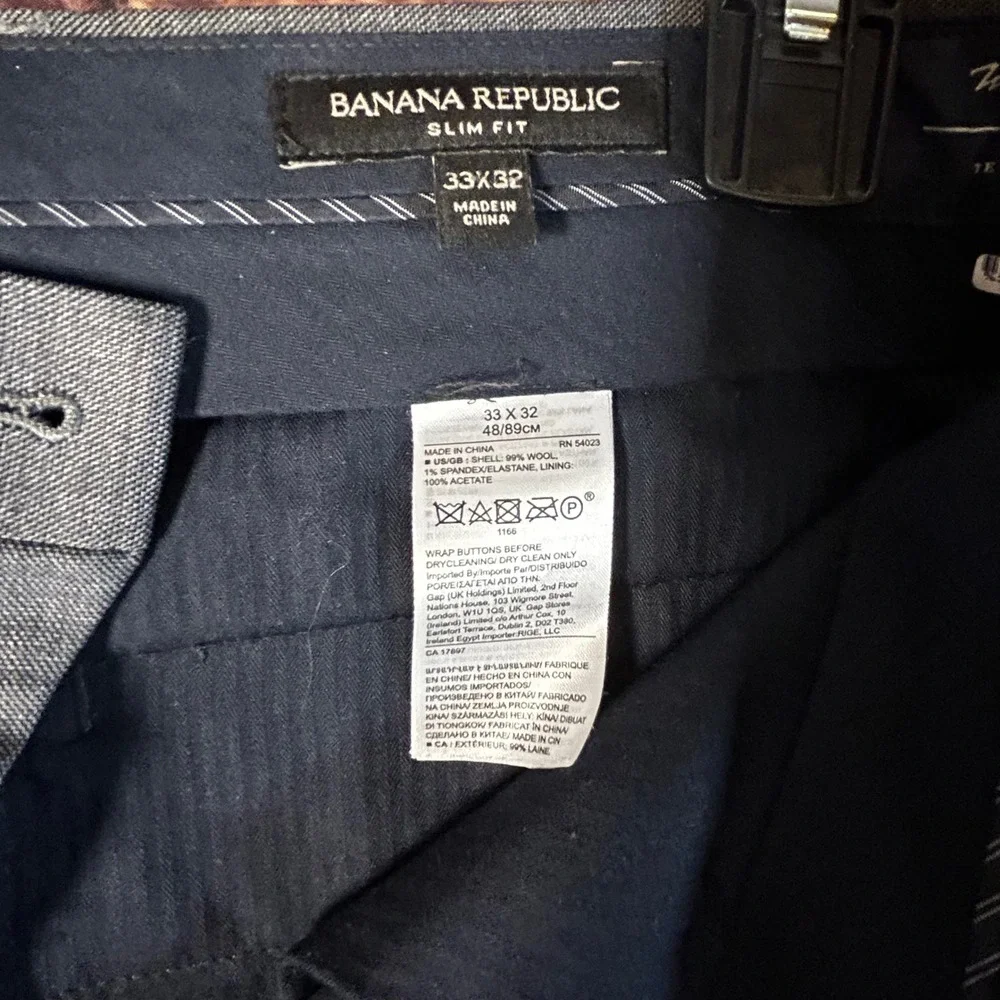 Banana Republic Mens Slim Fit Gray Marzotto Italian Wool Dress Pants 33x32